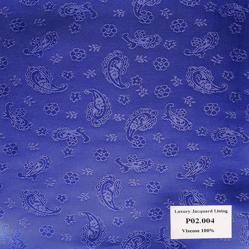 P02.004 Luxury Jacquard Lining - Xanh Dương Hoa Văn