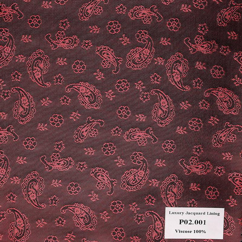 P02.001 Luxury Jacquard Lining - Đỏ Hoa Văn