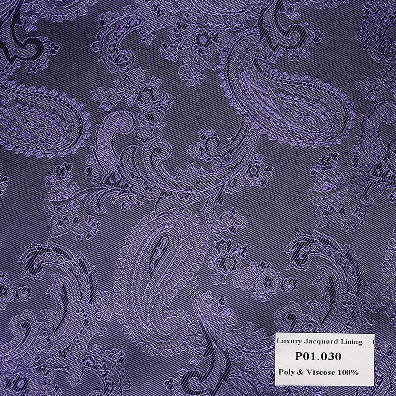 P01.030 Luxury Jacquard Lining - Tím hoa văn