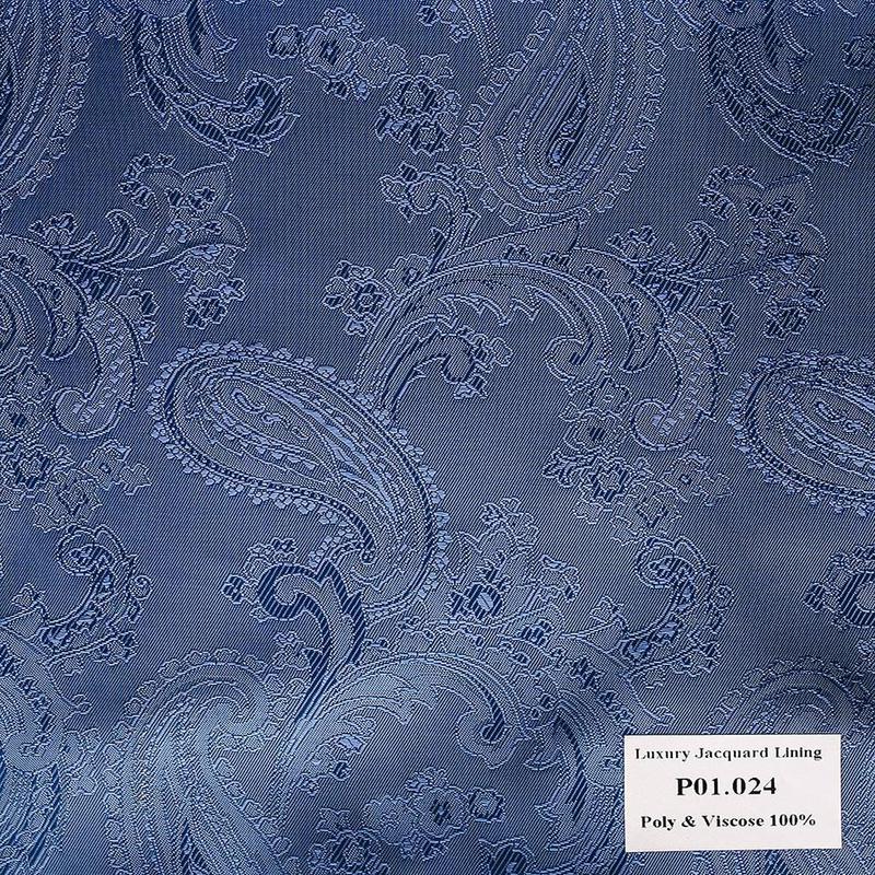 P01.024 Luxury Jacquard Lining - Xanh Dương hoa văn