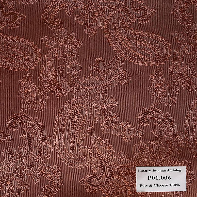 P01.006 Luxury Jacquard Lining - Xám Hoa Văn Đỏ