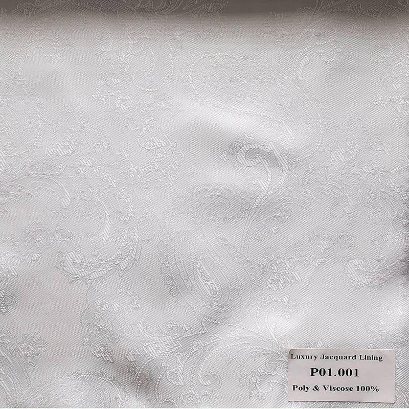 P01.001 Luxury Jacquard Lining - Trắng Hoa Văn