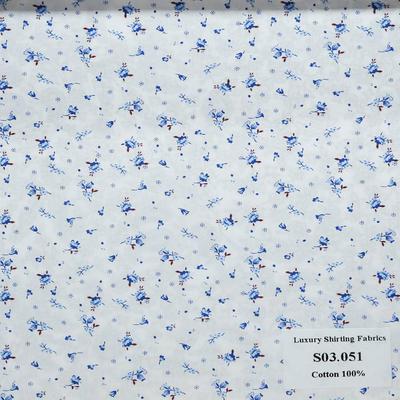 S03.051 Kevinlli S3 - Sơmi 100% Cotton - Xanh Dương Trắng Hoa Văn