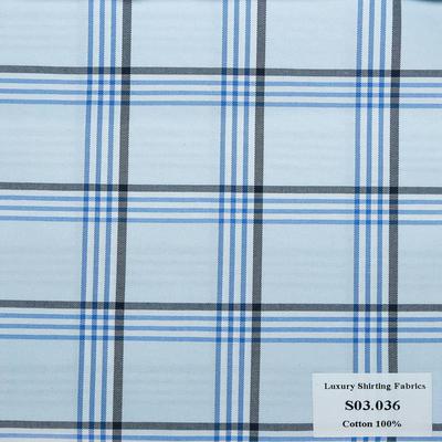 S03.036 Kevinlli S3 - Sơmi 100% Cotton - Xanh Dương Caro