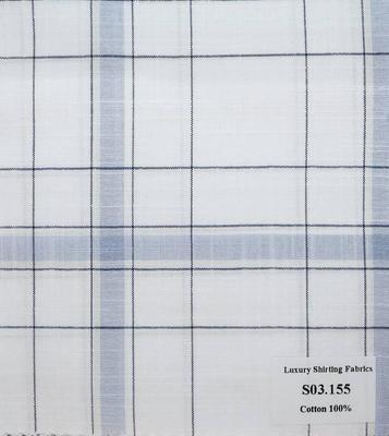 S03.155 Kevinlli S3 - Sơmi 100% Cotton - Xanh Dương Trắng Caro