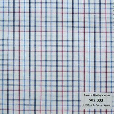 S02.333 Kevinlli S2 - Sơmi Bamboo - Xanh Dương Trắng Caro Đỏ