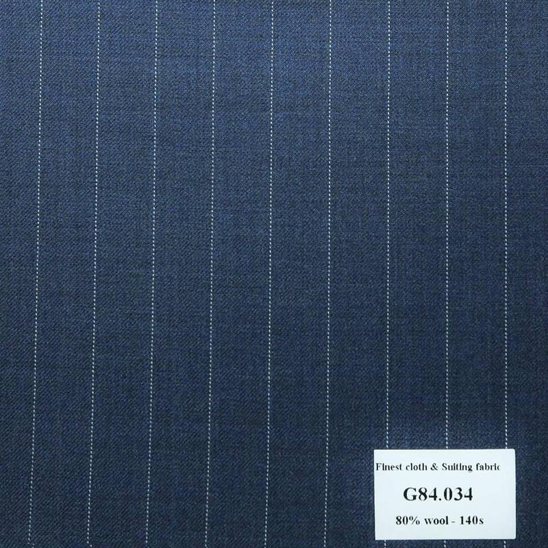 G84.034 Kevinlli V7 - Vải Suit 80% Wool - Xanh Dương Trơn