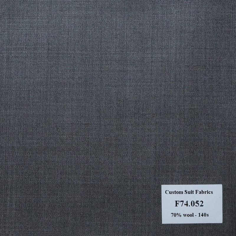 F74.052 Kevinlli V6 - Vải Suit 70% Wool -  Xám Trơn