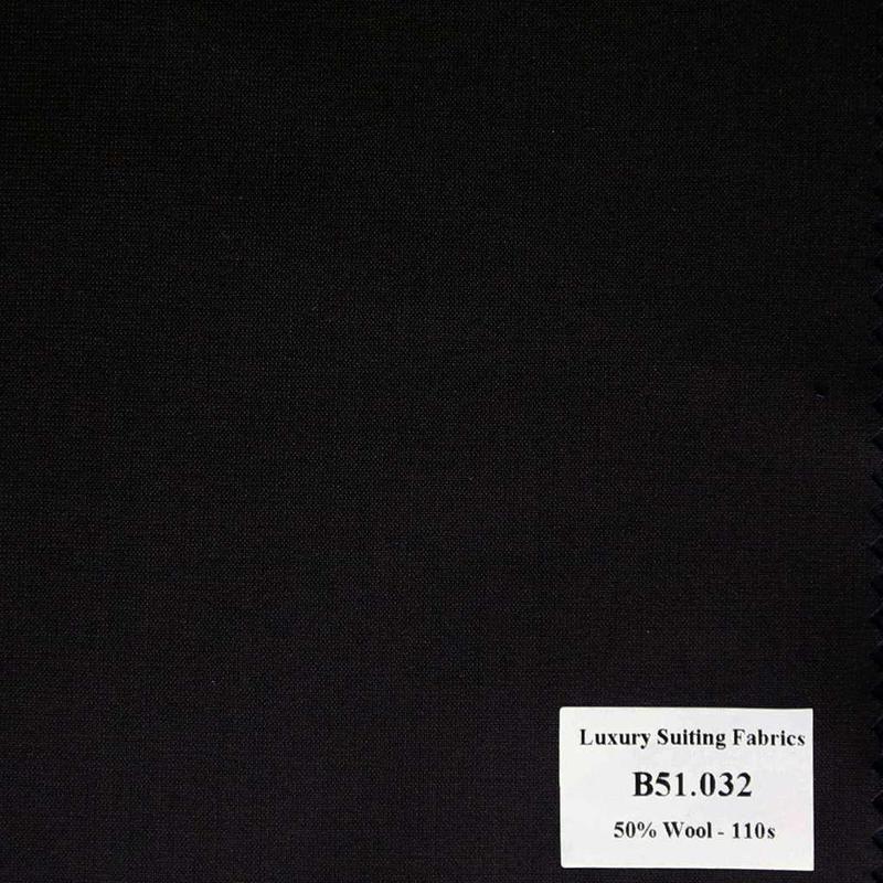 B51.032 Kevinlli V2 - Vải Suit 50% Wool - Đen Trơn
