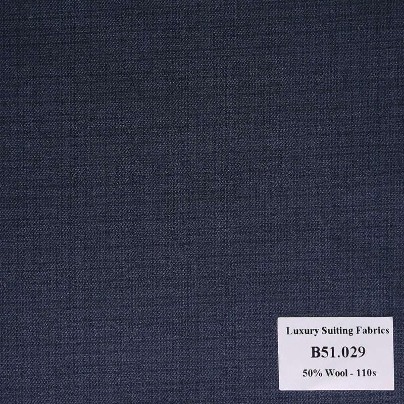 B51.029 Kevinlli V2 - Vải Suit 50% Wool - Xanh Dương Trơn