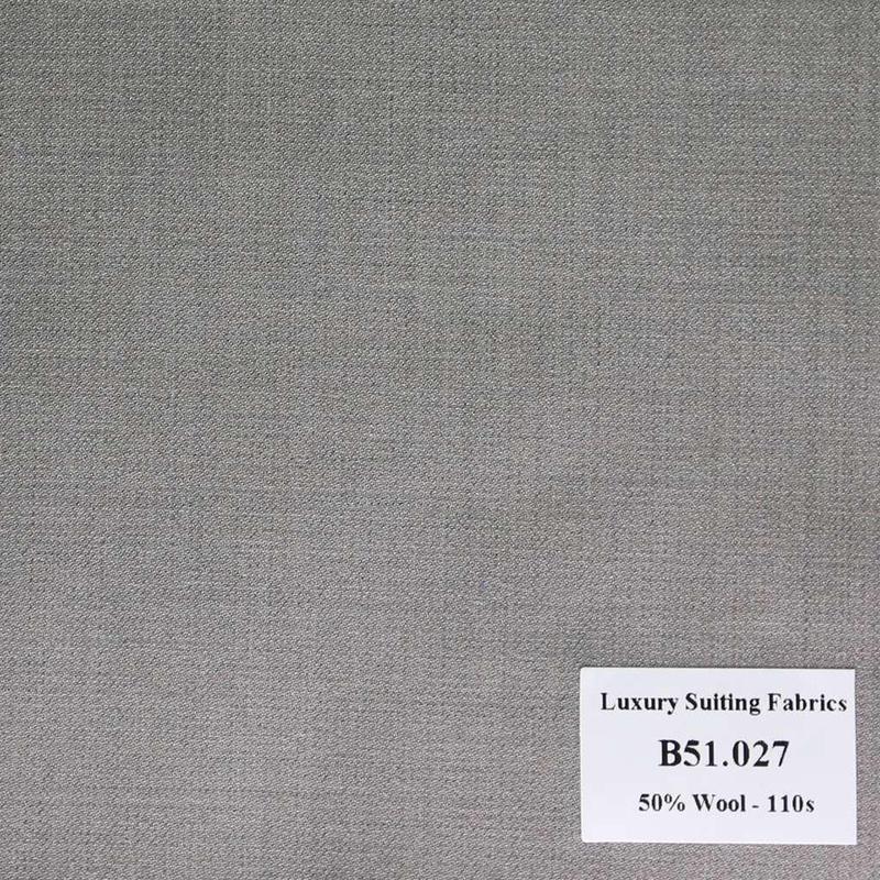 B51.027 Kevinlli V2 - Vải Suit 50% Wool - Xám Trơn