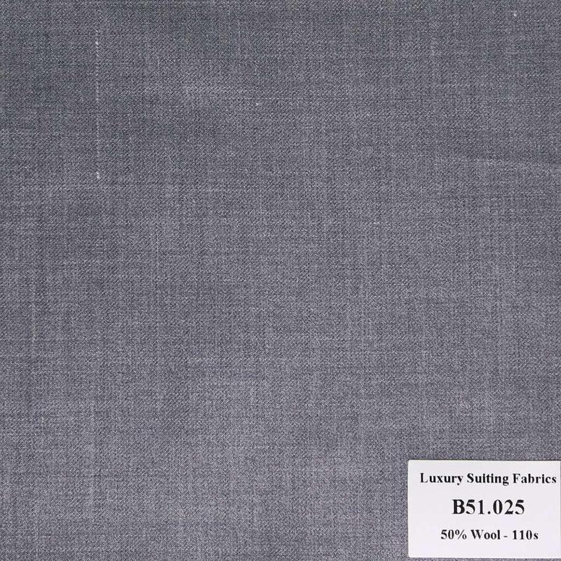 B51.025 Kevinlli V2 - Vải Suit 50% Wool - Xám Trơn