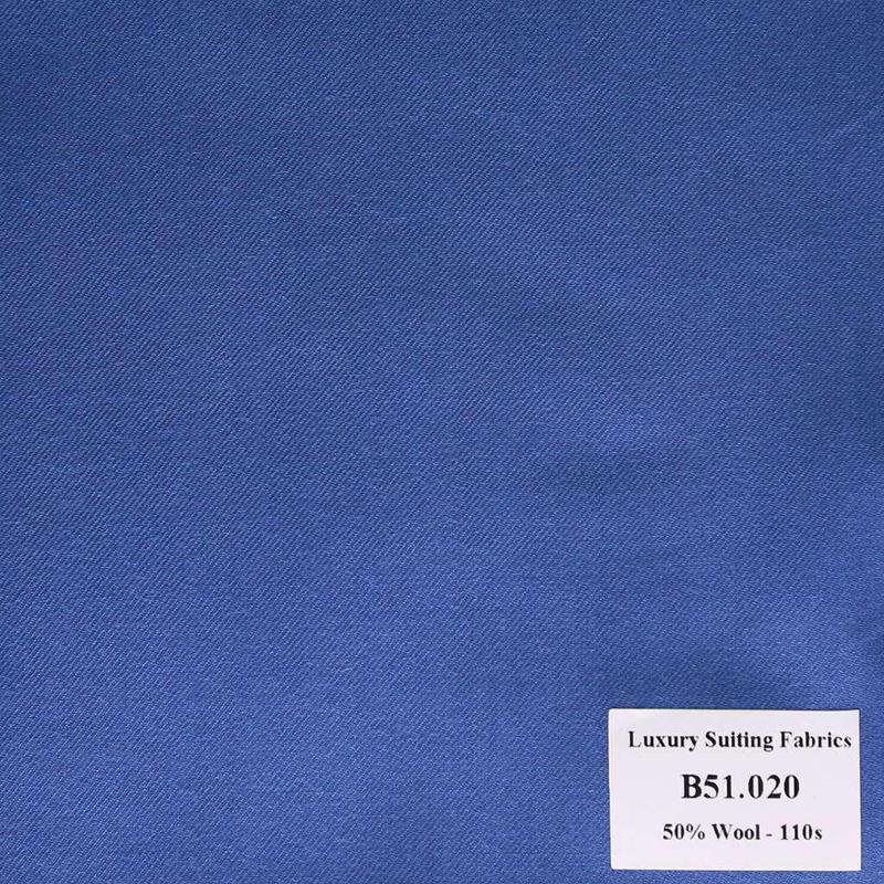 B51.020 Kevinlli V2 - Vải Suit 50% Wool - Xanh Dương Trơn