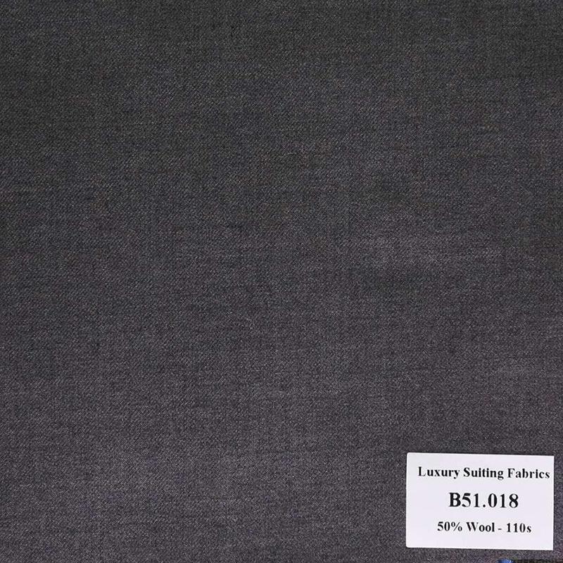 B51.018 Kevinlli V2 - Vải Suit 50% Wool - Xám Trơn