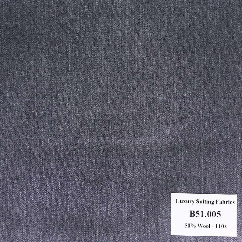 B51.005 Kevinlli V2 - Vải Suit 50% Wool - Xám Trơn
