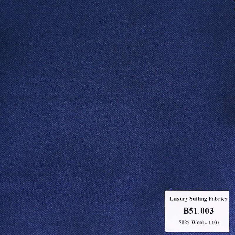 B51.003 Kevinlli V2 - Vải Suit 50% Wool - Xanh Dương Trơn