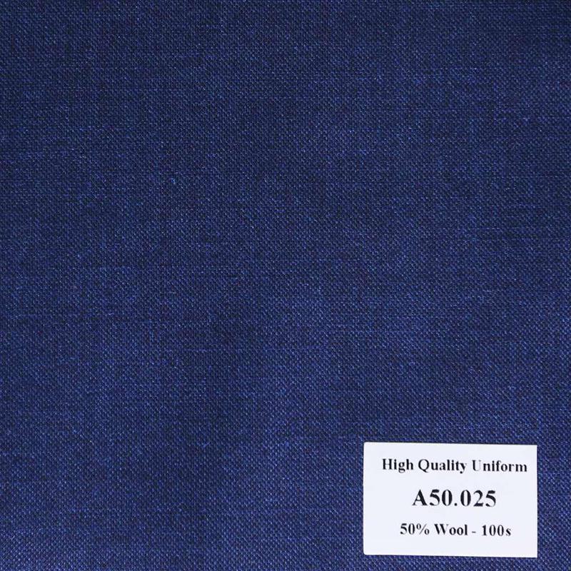 A50.025 Kevinlli V1 - Vải Suit 50% Wool -  Xanh Dương Trơn