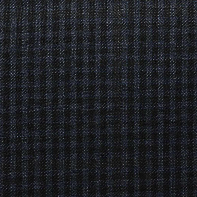 D542/1 Vercelli CV - Vải Suit 95% Wool - Xanh Dương Caro Đen