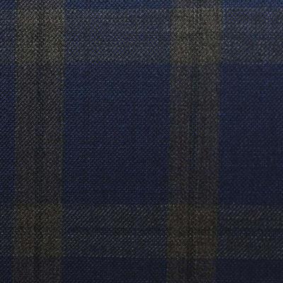 D538/1 Vercelli CV - Vải Suit 95% Wool - Xanh Dương Caro Nâu