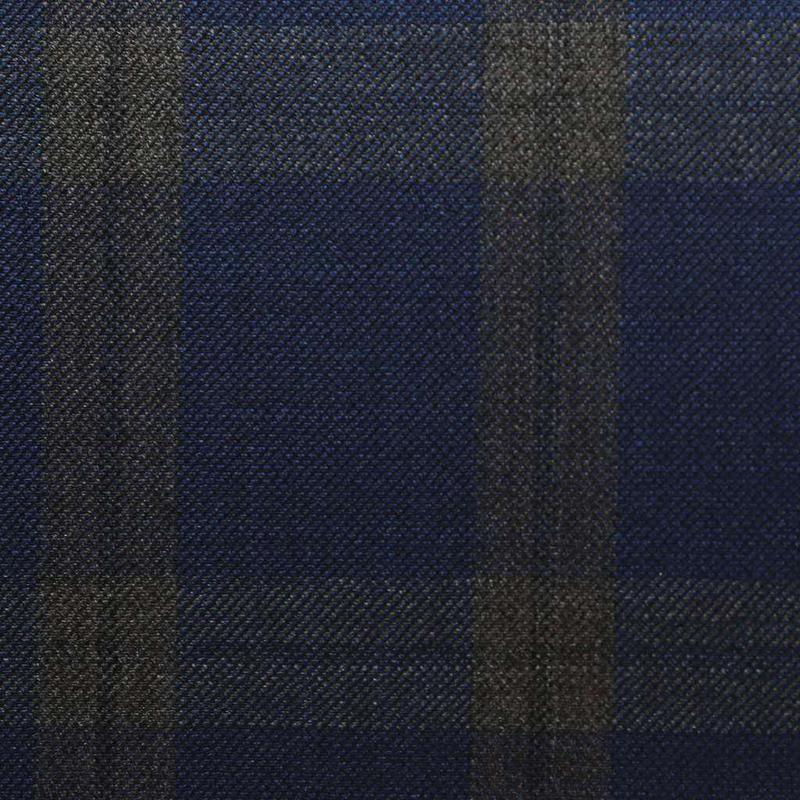 D538/1 Vercelli CV - Vải Suit 95% Wool - Xanh Dương Caro Nâu