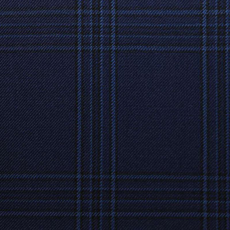 D537 Vercelli CV - Vải Suit 95% Wool - Xanh Dương Caro