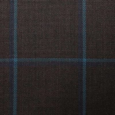 D534/2 Vercelli CV - Vải Suit 95% Wool - Xanh Dương Caro Nâu