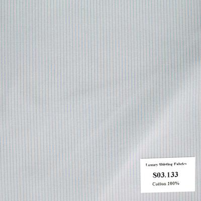 S03.133 Kevinlli S3 - Sơmi 100% Cotton - Trắng Xanh Dương Sọc