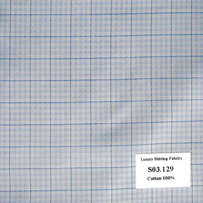 S03.129 Kevinlli S3 - Sơmi 100% Cotton - Xanh Dương Caro