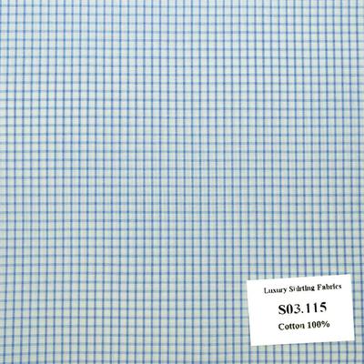 S03.115 Kevinlli S3 - Sơmi 100% Cotton - Xanh Dương Caro