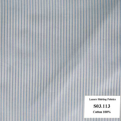 S03.113 Kevinlli S3 - Sơmi 100% Cotton - Trắng Caro Xanh Dương