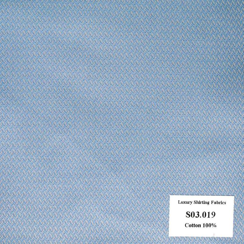 S03.019 Kevinlli S3 - Sơmi 100% Cotton - Xanh Dương Trơn