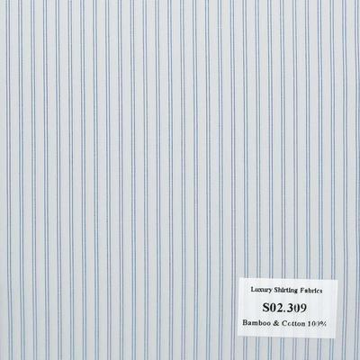 S02.309 Kevinlli S2 - Sơmi Bamboo - Trắng Sọc Xanh Dương