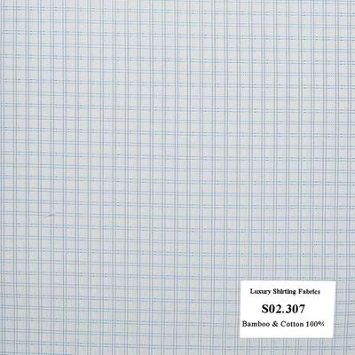 S02.307 Kevinlli S2 - Sơmi Bamboo - Trắng Caro Xanh Dương