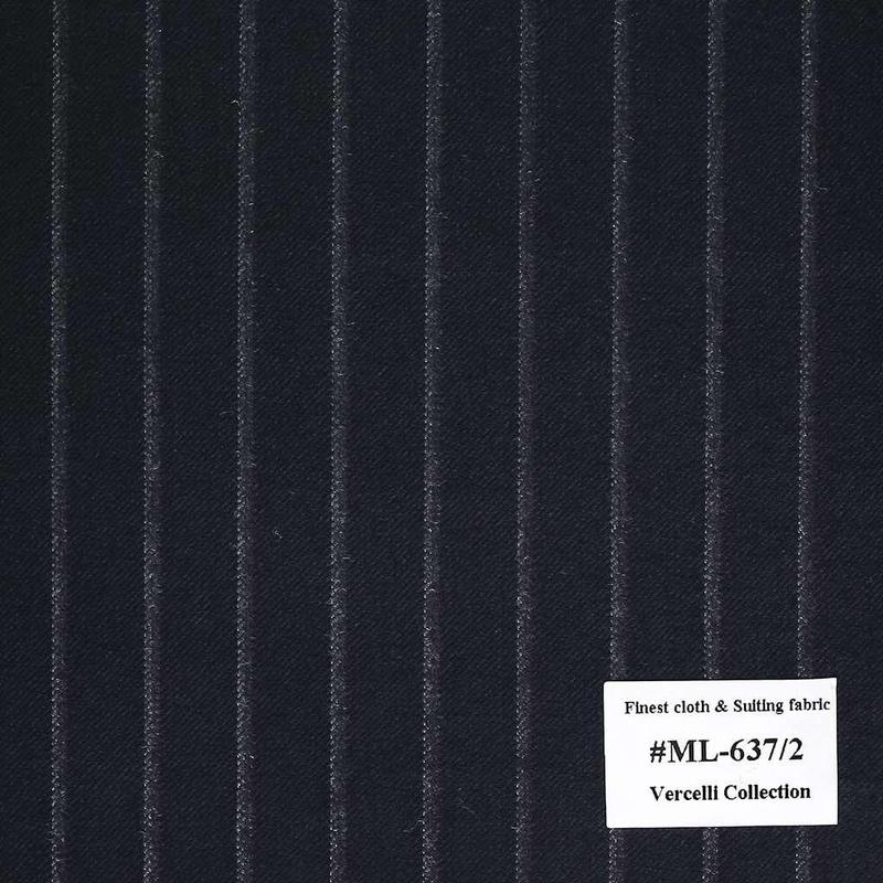 ML-637/2  Vercelli V9 - Vải Suit 95% Wool - Xanh Duong Sọc