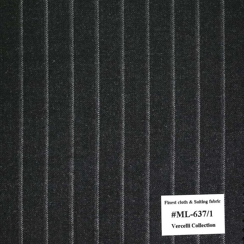 ML-637/1  Vercelli V9 - Vải Suit 95% Wool - Đen Sọc