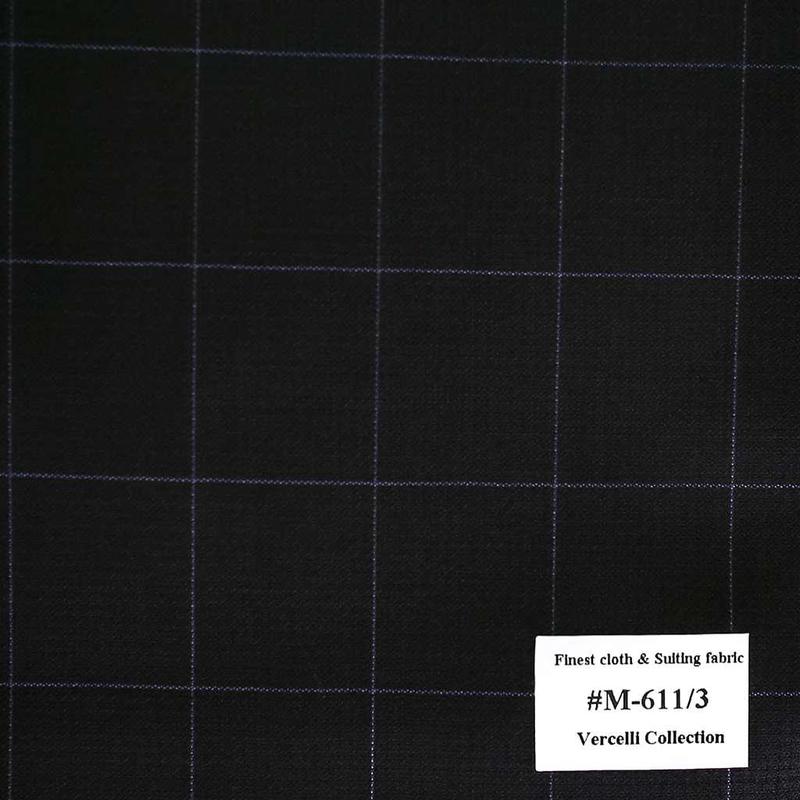 M-611/3 Vercelli V9 - Vải Suit 95% Wool - Đen Caro