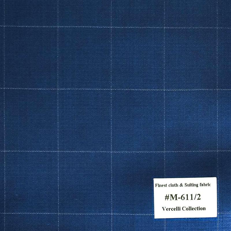 M-611/2 Vercelli V9 - Vải Suit 95% Wool - Xanh Dương Caro