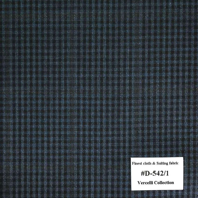 D-542/1 Vercelli V9 - Vải Suit 95% Wool - Xanh Dương Caro