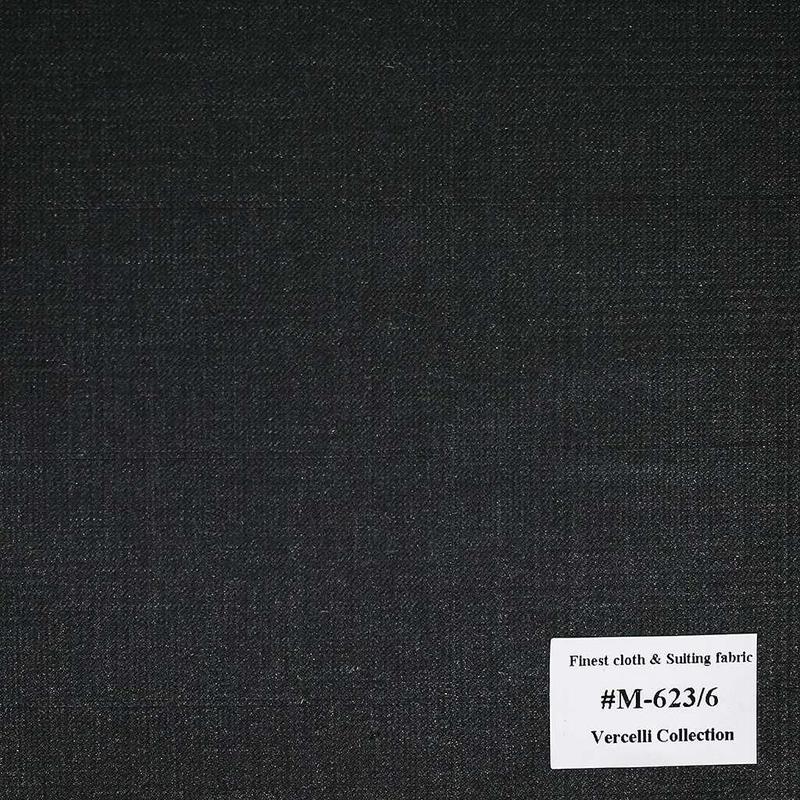 M-623/6 Vercelli V8 - Vải Suit 95% Wool - Đen Trơn