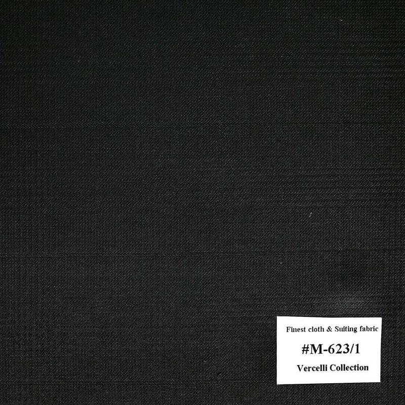 M-623/1 Vercelli V8 - Vải Suit 95% Wool - Đen Trơn