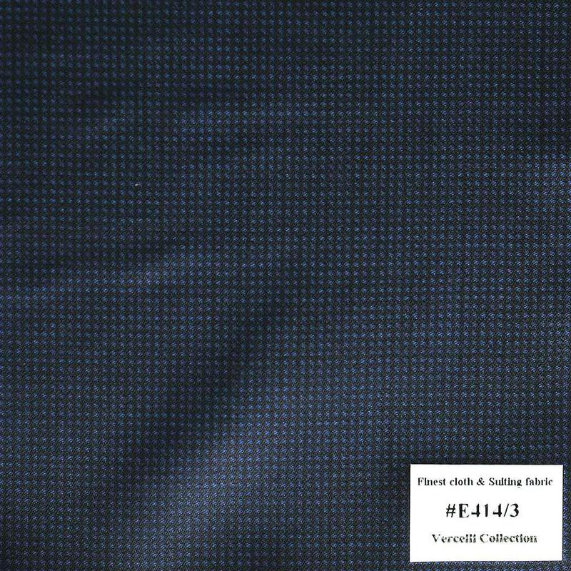 E414/3 Vercelli V8 - Vải Suit 95% Wool - Xanh Dương Trơn