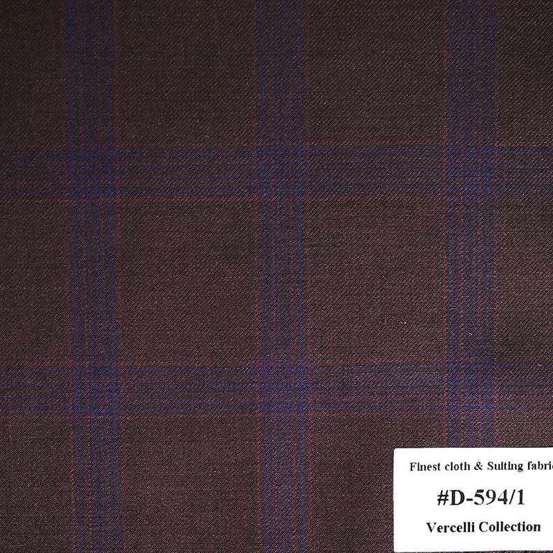 D-594/1 Vercelli V8 - Vải Suit 95% Wool - Đỏ Caro