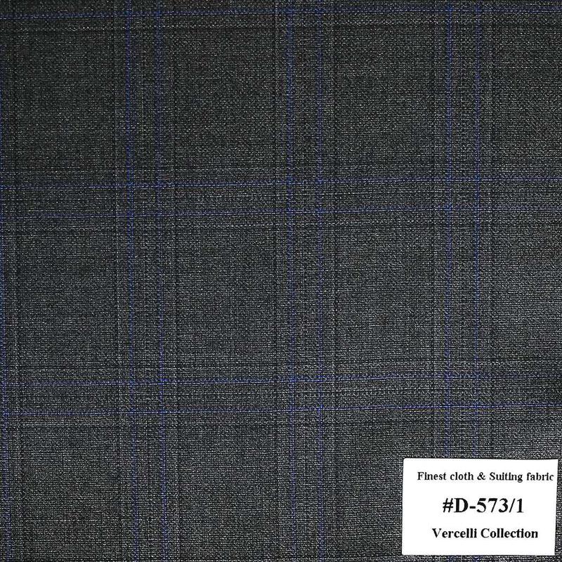 D-573/1 Vercelli V8 - Vải Suit 95% Wool - Xám Caro
