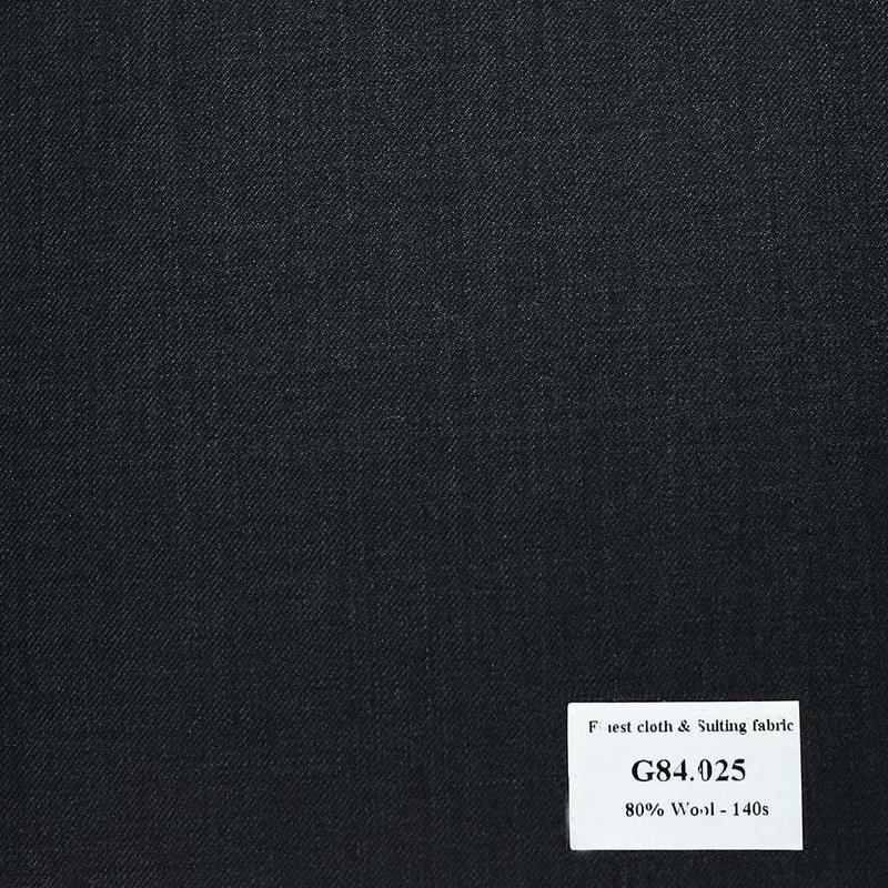 G84.025 Kevinlli V7 - Vải Suit 80% Wool - Đen Trơn