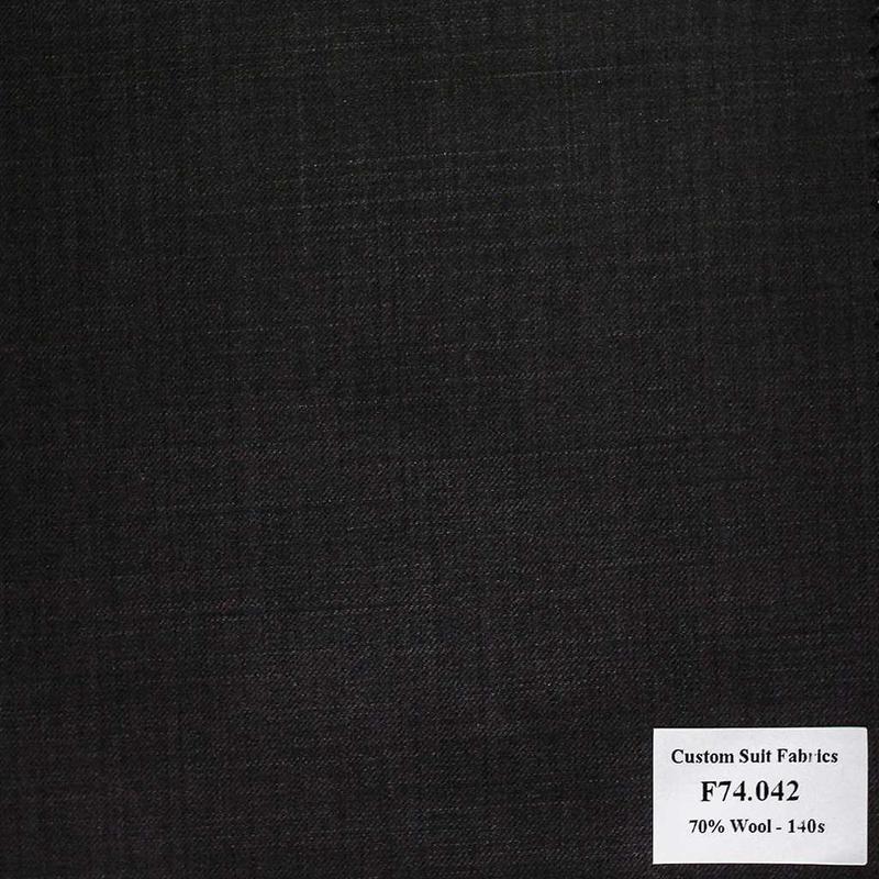 F74.042 Kevinlli V6 - Vải Suit 70% Wool - Đen Trơn