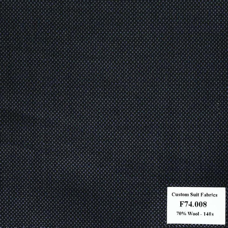 F74.008 Kevinlli V6 - Vải Suit 70% Wool - Xanh Dương Trơn