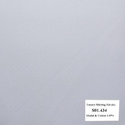 S01.434 - Sơmi Cotton & Modal - Trắng Hoa Văn