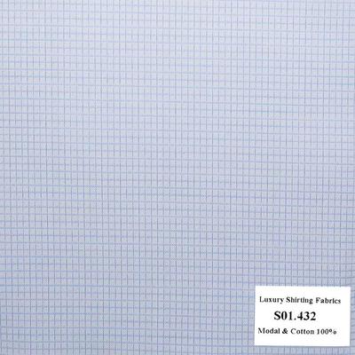 S01.432 - Sơmi Cotton & Modal - Xanh Dương Caro
