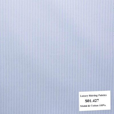 S01.427 - Sơmi Cotton & Modal - Xanh Dương Sọc