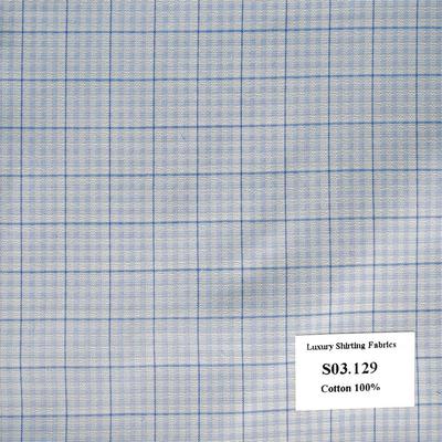 Vải May Đồng Phục Áo Sơ Mi Công Sở Màu Xanh Biển Nhạt Caro S03.129